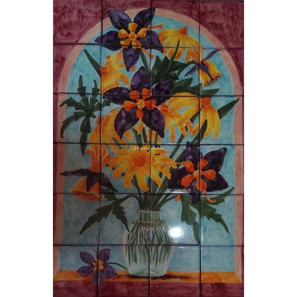 Mexican Talavera Mural Flores 5